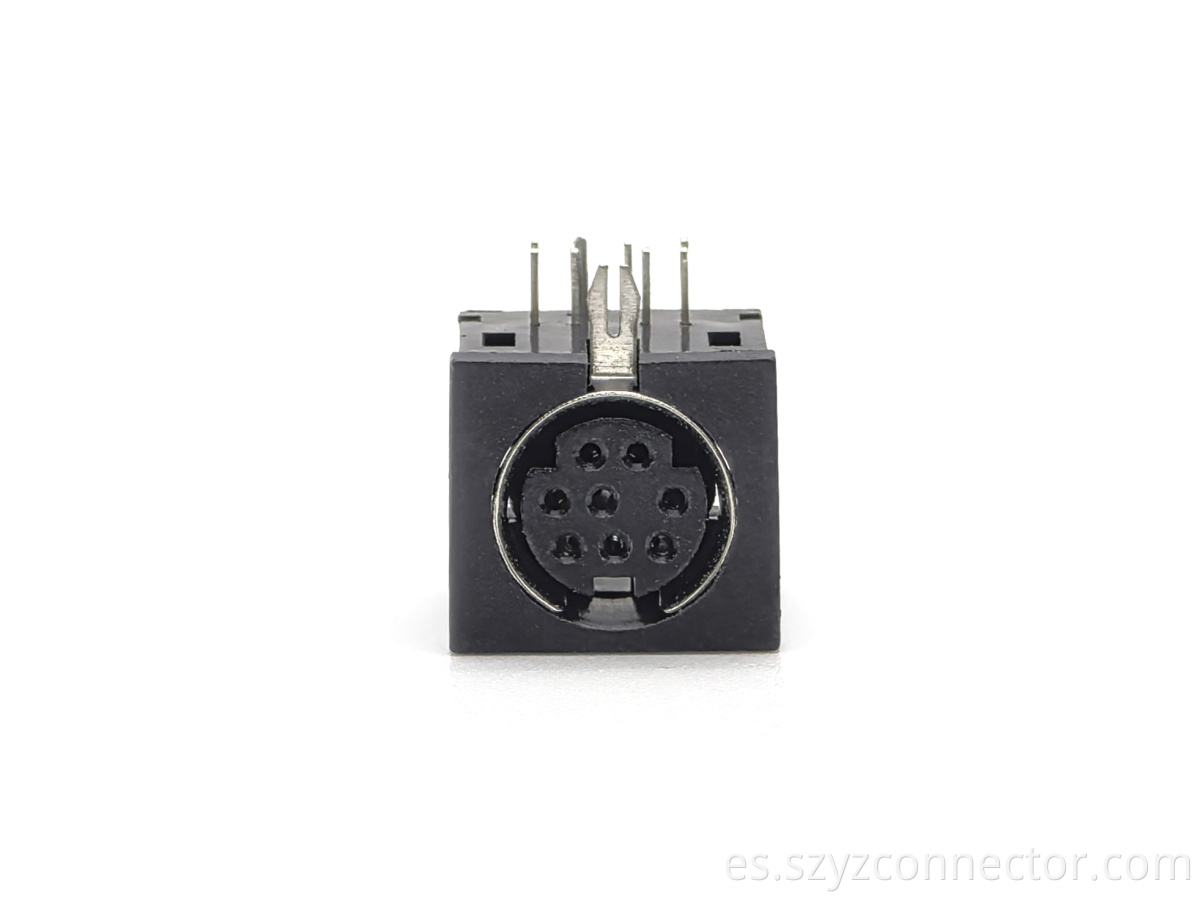 MINI DIN Connector Female Right Angle DIP Black Plastic 8P